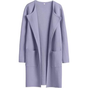 imageANRABESS Womens Cardigan Sweater Open Front Knit Long Coatigan Dressy Casual Jacket Coat 2025 Fall Outfits Classy ClothesPurple Gray