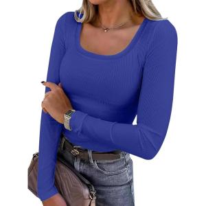 imageANRABESS Womens Long Sleeve Tops Scoop Neck Rib Knit Shirts Slim Fitted Basic Tee Teen Girl 2025 Fall Outfits Trendy ClothesRoyal Blue