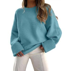 imageANRABESS Womens Oversized Sweaters 2025 Long Sleeve Fuzzy Knit Casual Chunky Pullover Sweater Fall Outfits ClothesLake