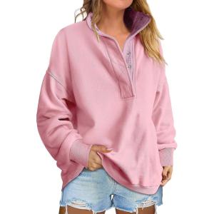 imageANRABESS Womens Oversized Sweatshirt Long Sleeve Henley Pullover Tops 2025 Fall Casual Button Up Loose Fit Teen Girls OutfitsPink