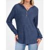 imageANRABESS Hoodies for Women Long Sleeve Shirts Ribbed Knit Loose Fit Pullover Sweatshirts 2025 Fall Casual Hooded Sweater TopDark Blue