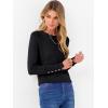 imageANRABESS Sweaters for Women Long Sleeve Crewneck Fitted Business Casual Pullover Tops 2025 Fall Outfits with Button CuffBlack
