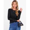 imageANRABESS Sweaters for Women Long Sleeve Crewneck Fitted Business Casual Pullover Tops 2025 Fall Outfits with Button CuffBlack