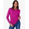 imageANRABESS Sweaters for Women Long Sleeve Crewneck Fitted Business Casual Pullover Tops 2025 Fall Outfits with Button CuffBright Plum Red