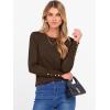 imageANRABESS Sweaters for Women Long Sleeve Crewneck Fitted Business Casual Pullover Tops 2025 Fall Outfits with Button CuffCoffee
