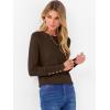 imageANRABESS Sweaters for Women Long Sleeve Crewneck Fitted Business Casual Pullover Tops 2025 Fall Outfits with Button CuffCoffee