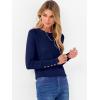 imageANRABESS Sweaters for Women Long Sleeve Crewneck Fitted Business Casual Pullover Tops 2025 Fall Outfits with Button CuffNavy Blue