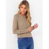 imageANRABESS Sweaters for Women Long Sleeve Crewneck Fitted Business Casual Pullover Tops 2025 Fall Outfits with Button CuffTan