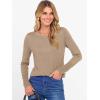 imageANRABESS Sweaters for Women Long Sleeve Crewneck Fitted Business Casual Pullover Tops 2025 Fall Outfits with Button CuffTan