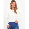 imageANRABESS Sweaters for Women Long Sleeve Crewneck Fitted Business Casual Pullover Tops 2025 Fall Outfits with Button CuffWhite