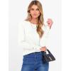 imageANRABESS Sweaters for Women Long Sleeve Crewneck Fitted Business Casual Pullover Tops 2025 Fall Outfits with Button CuffWhite