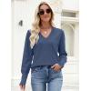 imageANRABESS Sweaters for Women Long Sleeve V Neck Shirts Business Casual Work Blouses 2025 Fall Loose Knit Pullover Sweater TopsDeep Blue