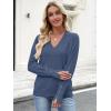 imageANRABESS Sweaters for Women Long Sleeve V Neck Shirts Business Casual Work Blouses 2025 Fall Loose Knit Pullover Sweater TopsDeep Blue
