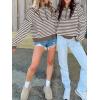 imageANRABESS Sweaters for Women Striped Half Zip Long Sleeve Ribbed Knit Pullover Comfy Casual Lightweight Tops 2025 Fall FashionStriped White Camel
