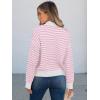 imageANRABESS Sweaters for Women Striped Half Zip Long Sleeve Ribbed Knit Pullover Comfy Casual Lightweight Tops 2025 Fall FashionStriped White Light Pink