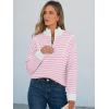 imageANRABESS Sweaters for Women Striped Half Zip Long Sleeve Ribbed Knit Pullover Comfy Casual Lightweight Tops 2025 Fall FashionStriped White Light Pink