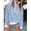 imageANRABESS Sweaters for Women Striped Half Zip Long Sleeve Ribbed Knit Pullover Comfy Casual Lightweight Tops 2025 Fall FashionStriped White Sky Blue