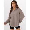 imageANRABESS Sweatshirt for Women Oversized Casual Long Sleeve Side Slit Button Lapel Polo Pullover Tunic Tops 2025 Fall OutfitsKhaki