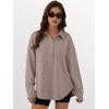 imageANRABESS Sweatshirt for Women Oversized Casual Long Sleeve Side Slit Button Lapel Polo Pullover Tunic Tops 2025 Fall OutfitsKhaki