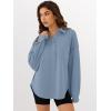 imageANRABESS Sweatshirt for Women Oversized Casual Long Sleeve Side Slit Button Lapel Polo Pullover Tunic Tops 2025 Fall OutfitsLight Blue