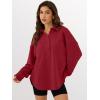 imageANRABESS Sweatshirt for Women Oversized Casual Long Sleeve Side Slit Button Lapel Polo Pullover Tunic Tops 2025 Fall OutfitsRed