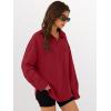 imageANRABESS Sweatshirt for Women Oversized Casual Long Sleeve Side Slit Button Lapel Polo Pullover Tunic Tops 2025 Fall OutfitsRed