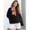 imageANRABESS Women Fuzzy Fleece Pullover Sherpa Sweatshirt Long Sleeve Button Down Warm Soft Loose Sweater Jackets with PocketsBlack