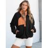 imageANRABESS Women Fuzzy Fleece Pullover Sherpa Sweatshirt Long Sleeve Button Down Warm Soft Loose Sweater Jackets with PocketsBlack
