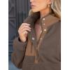 imageANRABESS Women Fuzzy Fleece Pullover Sherpa Sweatshirt Long Sleeve Button Down Warm Soft Loose Sweater Jackets with PocketsBrown