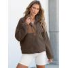 imageANRABESS Women Fuzzy Fleece Pullover Sherpa Sweatshirt Long Sleeve Button Down Warm Soft Loose Sweater Jackets with PocketsBrown