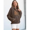 imageANRABESS Women Fuzzy Fleece Pullover Sherpa Sweatshirt Long Sleeve Button Down Warm Soft Loose Sweater Jackets with PocketsBrown