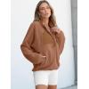 imageANRABESS Women Fuzzy Fleece Pullover Sherpa Sweatshirt Long Sleeve Button Down Warm Soft Loose Sweater Jackets with PocketsLight Brown