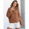 imageANRABESS Women Fuzzy Fleece Pullover Sherpa Sweatshirt Long Sleeve Button Down Warm Soft Loose Sweater Jackets with PocketsLight Brown