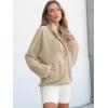 imageANRABESS Women Fuzzy Fleece Pullover Sherpa Sweatshirt Long Sleeve Button Down Warm Soft Loose Sweater Jackets with PocketsLight Khaki