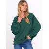 imageANRABESS Women Oversized Sweatshirts Balloon Long Sleeves V Neck Casual Lightweight Sweaters Pullover Top 2025 Fall OutfitsDeep Green