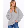 imageANRABESS Women Oversized Sweatshirts Balloon Long Sleeves V Neck Casual Lightweight Sweaters Pullover Top 2025 Fall OutfitsGrey