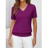 imageANRABESS Women Wool Blend Sweater Summer 2025 Short Sleeve V Neck Pullover Top Business Casual Outfit Beach Vacation ClothesDeep Hot Pink