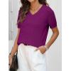 imageANRABESS Women Wool Blend Sweater Summer 2025 Short Sleeve V Neck Pullover Top Business Casual Outfit Beach Vacation ClothesDeep Hot Pink