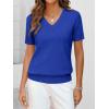 imageANRABESS Women Wool Blend Sweater Summer 2025 Short Sleeve V Neck Pullover Top Business Casual Outfit Beach Vacation ClothesRoyal Blue