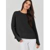 imageANRABESS Womens 2025 Fall Waffle Sweaters Long Sleeve Thumbhole Casual Knitted Side Zipper Pullover Sweaters TopBlack
