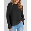 imageANRABESS Womens 2025 Fall Waffle Sweaters Long Sleeve Thumbhole Casual Knitted Side Zipper Pullover Sweaters TopBlack