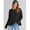 imageANRABESS Womens 2025 Fall Waffle Sweaters Long Sleeve Thumbhole Casual Knitted Side Zipper Pullover Sweaters TopBlack