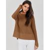 imageANRABESS Womens 2025 Fall Waffle Sweaters Long Sleeve Thumbhole Casual Knitted Side Zipper Pullover Sweaters TopCaramel