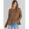 imageANRABESS Womens 2025 Fall Waffle Sweaters Long Sleeve Thumbhole Casual Knitted Side Zipper Pullover Sweaters TopCoffee