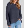 imageANRABESS Womens 2025 Fall Waffle Sweaters Long Sleeve Thumbhole Casual Knitted Side Zipper Pullover Sweaters TopNavy Blue