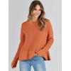 imageANRABESS Womens 2025 Fall Waffle Sweaters Long Sleeve Thumbhole Casual Knitted Side Zipper Pullover Sweaters TopRust