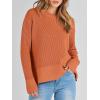 imageANRABESS Womens 2025 Fall Waffle Sweaters Long Sleeve Thumbhole Casual Knitted Side Zipper Pullover Sweaters TopRust