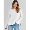 imageANRABESS Womens 2025 Fall Waffle Sweaters Long Sleeve Thumbhole Casual Knitted Side Zipper Pullover Sweaters TopWhite