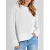 imageANRABESS Womens 2025 Fall Waffle Sweaters Long Sleeve Thumbhole Casual Knitted Side Zipper Pullover Sweaters TopWhite