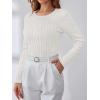 imageANRABESS Womens Long Sleeve Cable Knit Sweater Jumper Crewneck Pullover Soft Dressy Casual Tops Cute 2025 Fall Trendy OutfitsOff Cream White